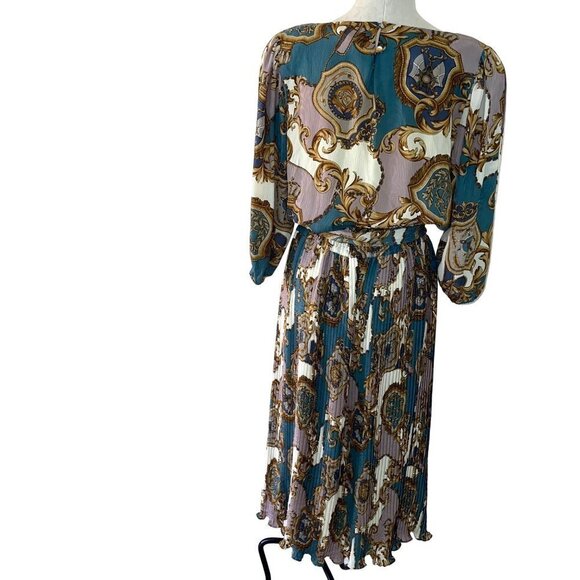 Diane Freis Original Georgette Dress Womens Braid Work Pleated Scarf Vintage - Picture 3 of 16